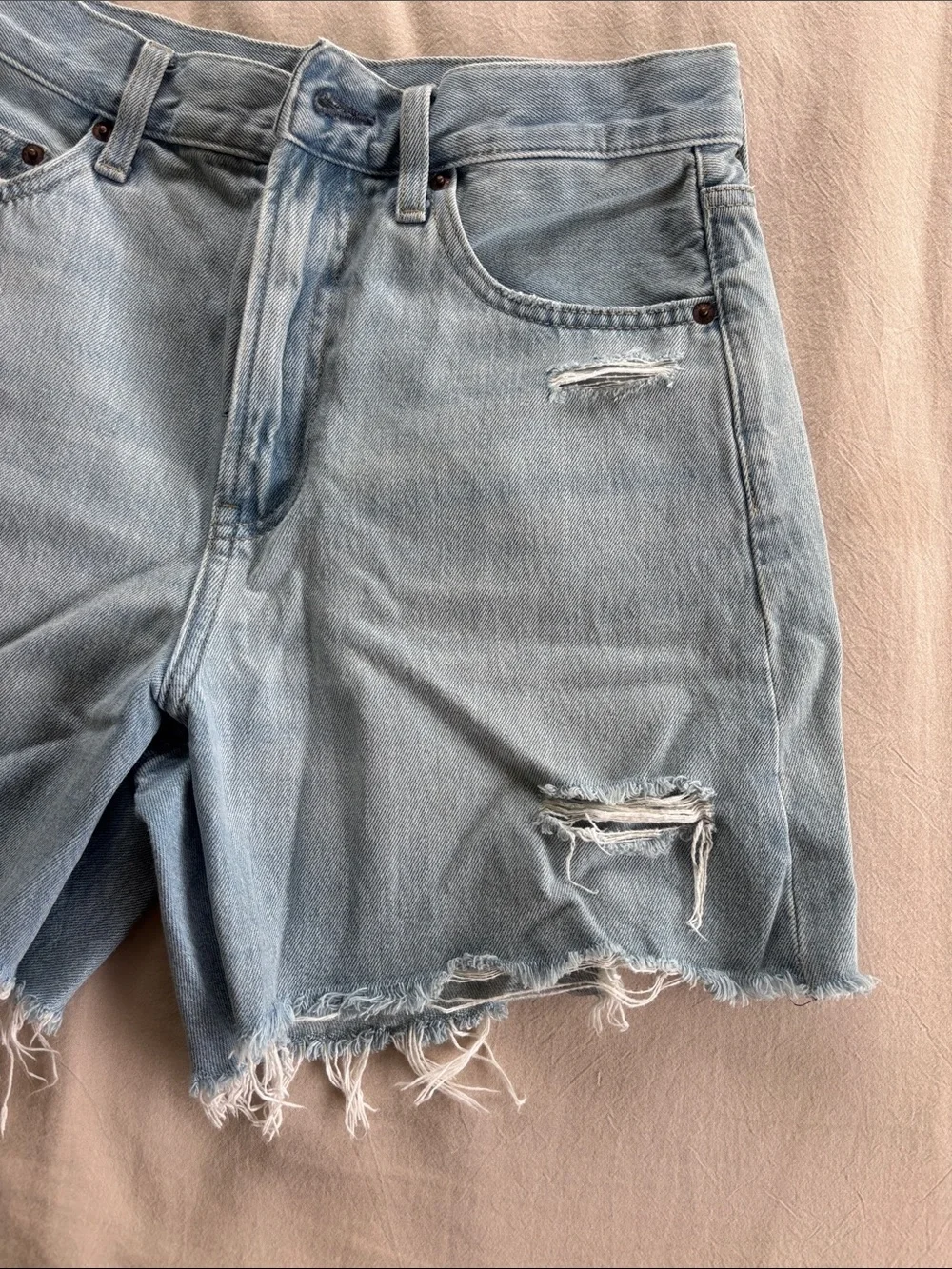 Uniqlo Distressed Light Denim Shorts